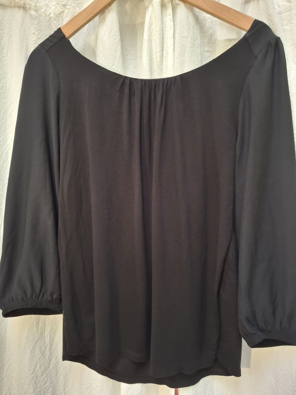 Banana Republic Black Scoop Neck Long Sleeve Blouse